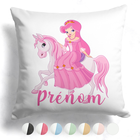 Cojín bicolor personalizado - Princesa a caballo