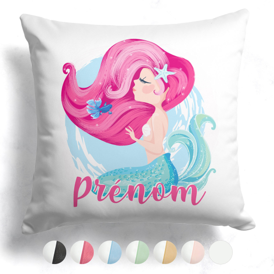 Cojín bicolor personalizado - Sirena océano