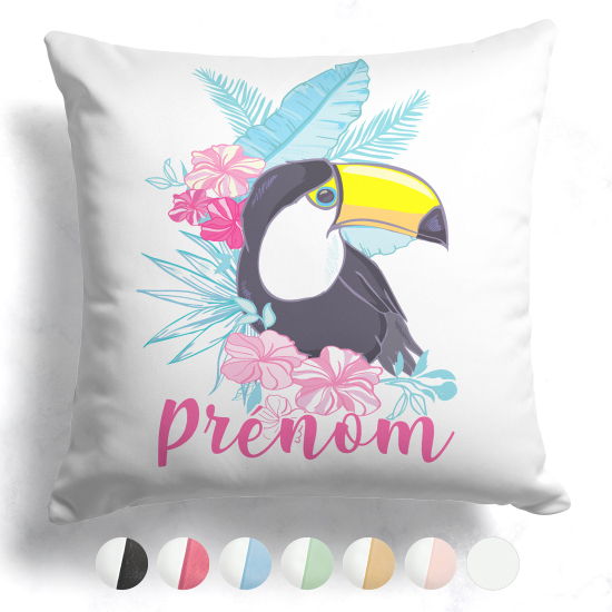 Cojín bicolor personalizado - Tucán tropical