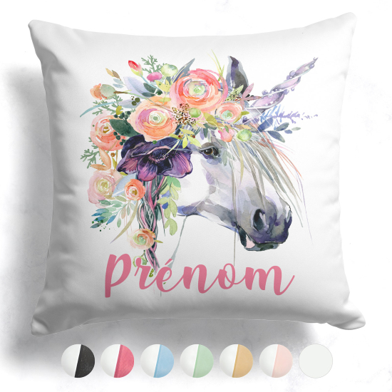 Cojín bicolor personalizado - Unicornio