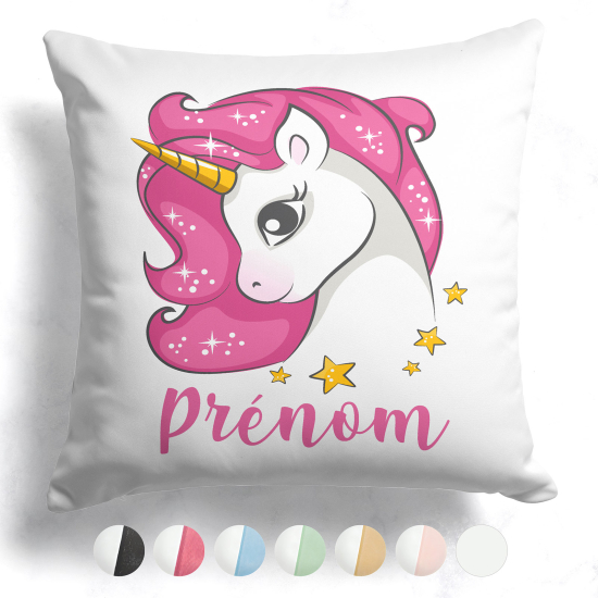 Cojín bicolor personalizado - Unicornio