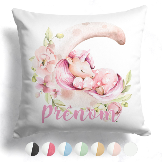 Cojín bicolor personalizado - Unicornio