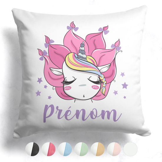 Cojín bicolor personalizado - Unicornio estrellas