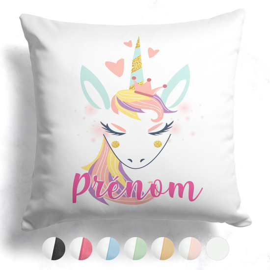 Cojín bicolor personalizado - Unicornios corazones