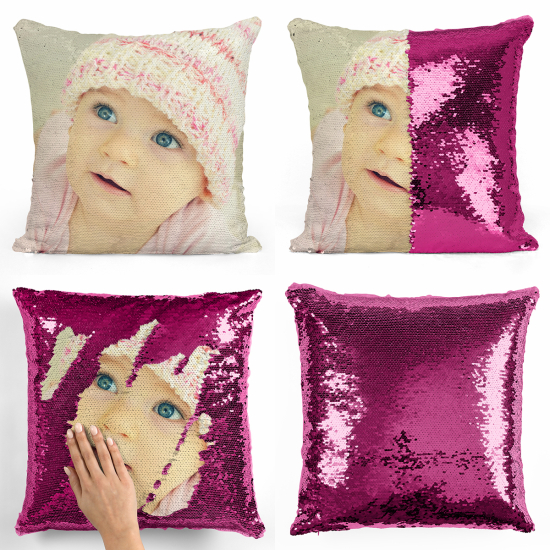 Cojín mágico con lentejuelas personalizado con foto