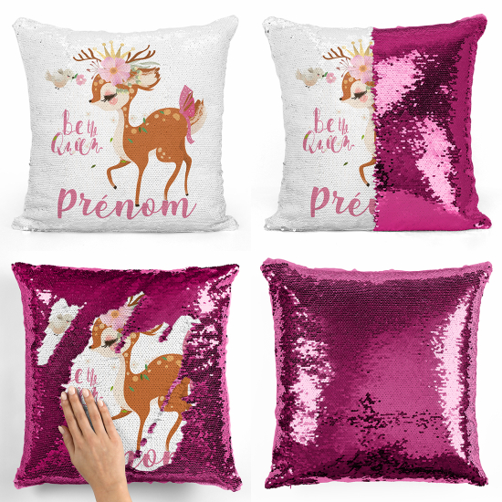 Cojín mágico con lentejuelas personalizado - Faon sé la reina