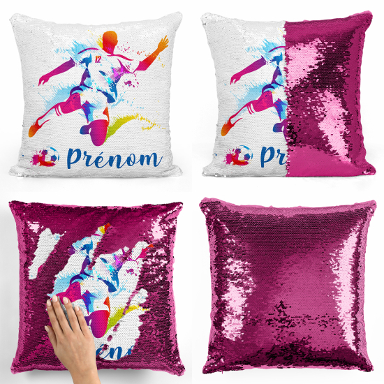 Cojín mágico con lentejuelas personalizado - Jugador de fútbol