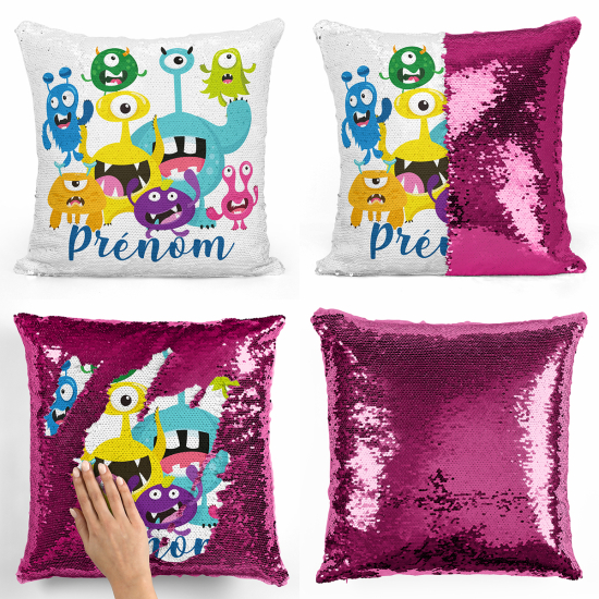 Cojín mágico con lentejuelas personalizado - Monstruos