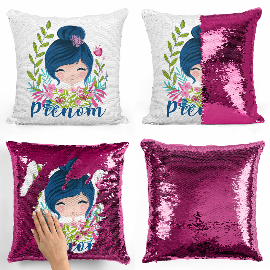 Cojín mágico con lentejuelas personalizado - Niña pequeña