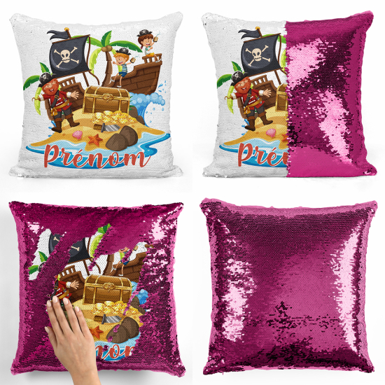 Cojín mágico con lentejuelas personalizado - Piratas