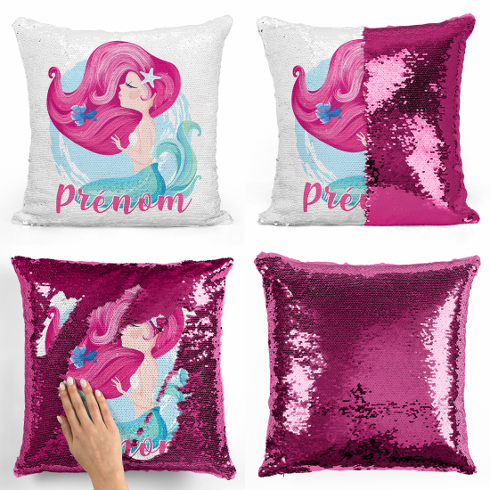 Cojín mágico con lentejuelas personalizado - Sirena