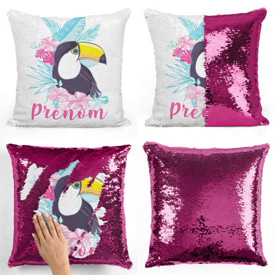 Cojín mágico con lentejuelas personalizado - Tucán