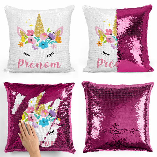 Cojín mágico con lentejuelas personalizado - Unicornio mágico