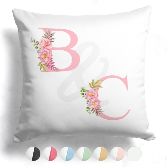 Cojín monogramado bicolor personalizado