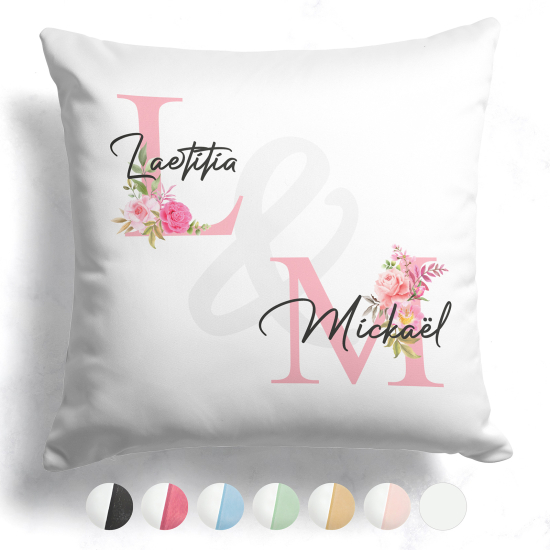 Cojín monogramado bicolor personalizado