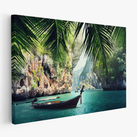 Cuadro en Lienzo - Barco paradisíaco de playa Tailandia