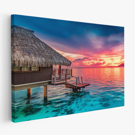Cuadro en Lienzo - Bungalow flotante paradisíaco