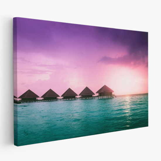 Cuadro en Lienzo - Bungalows flotantes paradisíacos