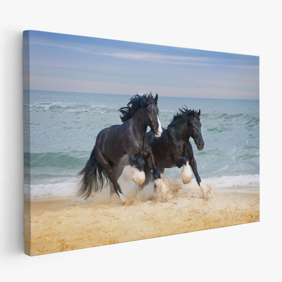 Cuadro en Lienzo - Caballos en la playa