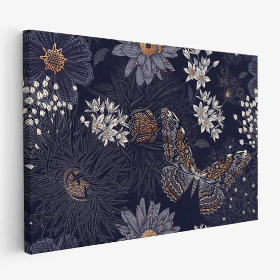 Cuadro en Lienzo - Flores Mariposas