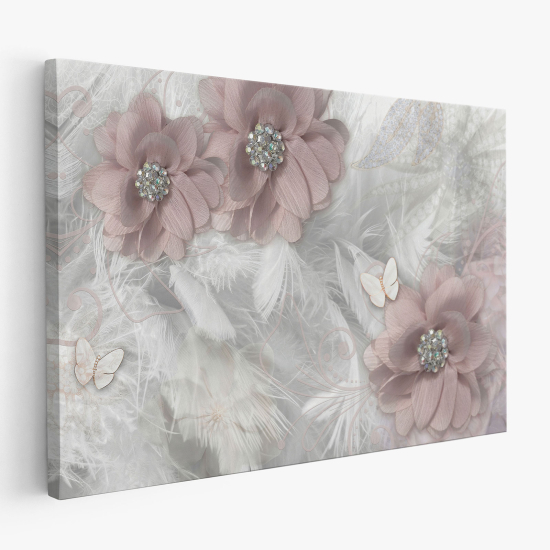 Cuadro en Lienzo - Flores Plumas