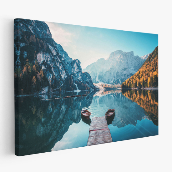 Cuadro en Lienzo - Paisaje de lago en montaña
