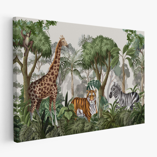 Cuadro en Lienzo para niños - Infantil - Animales de la jungla