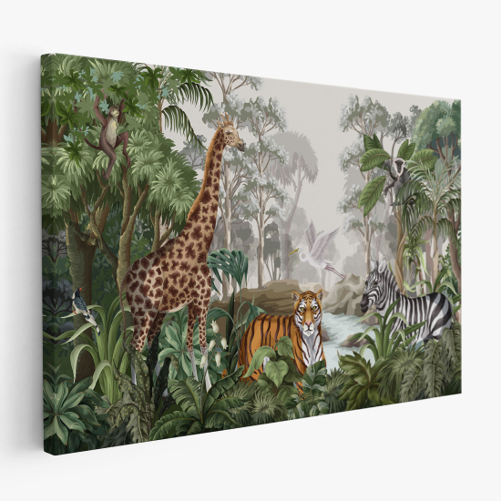 Cuadro en Lienzo para niños - Infantil - Animales de la jungla