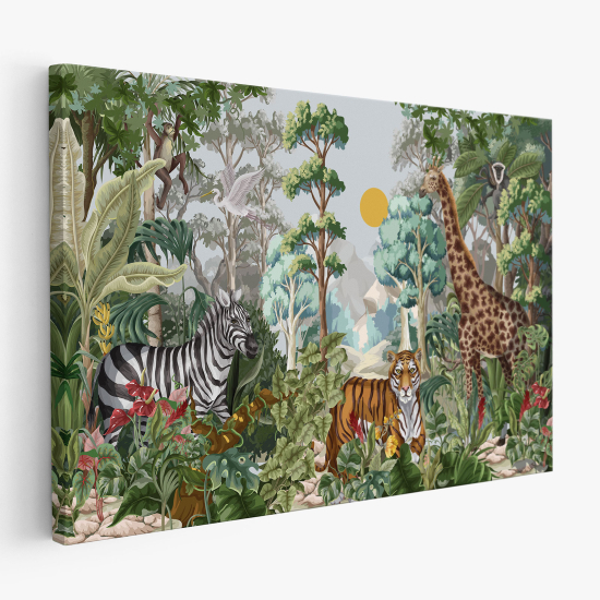 Cuadro en Lienzo para niños - Infantil - Animales de la jungla
