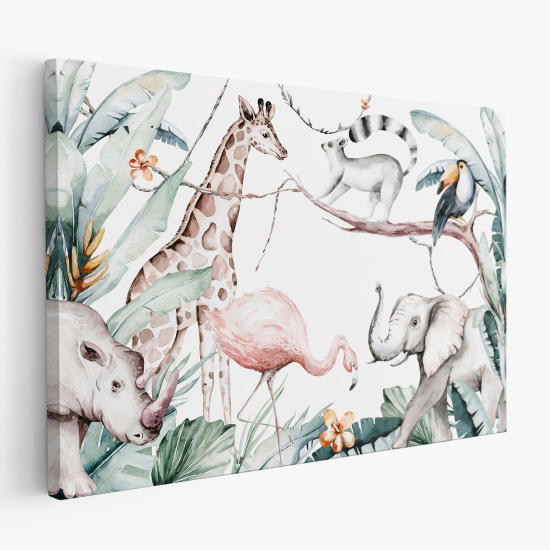 Cuadro en Lienzo para niños - Infantil - Animales de la Selva