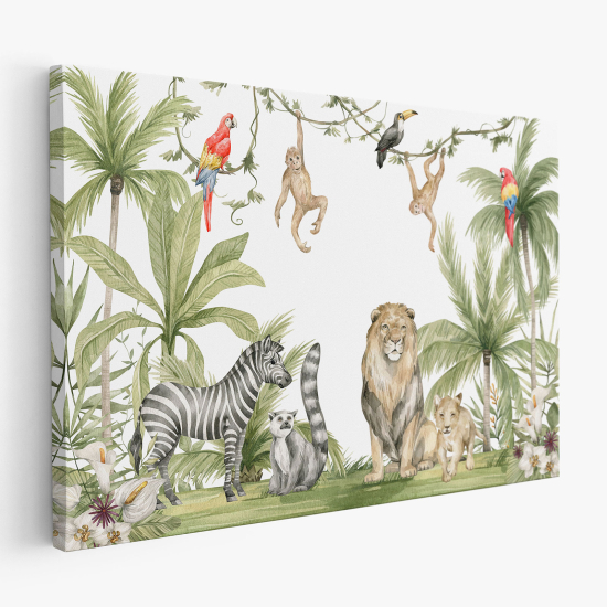 Cuadro en Lienzo para niños - Infantil - Animales de la Selva