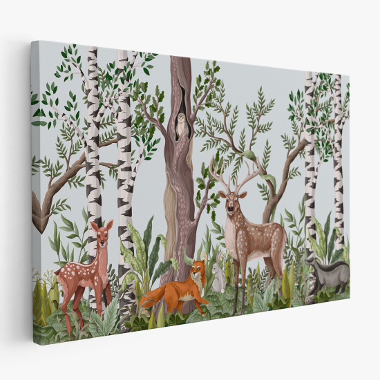 Cuadro en Lienzo para niños - Infantil - Animales del Bosque
