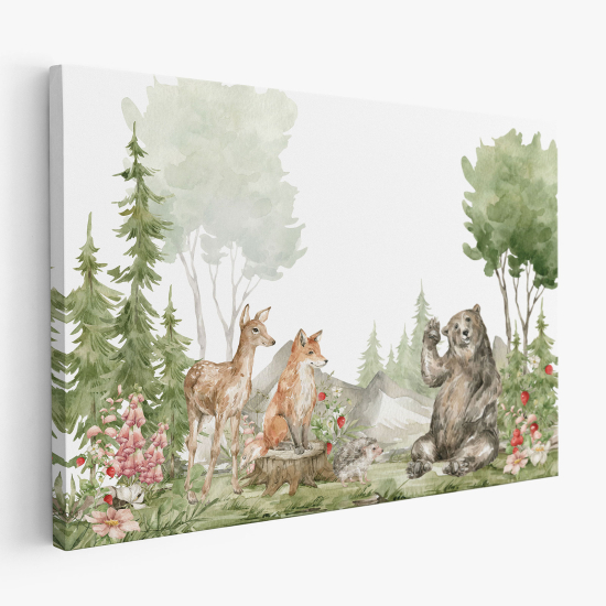 Cuadro en Lienzo para niños - Infantil - Animales del Bosque
