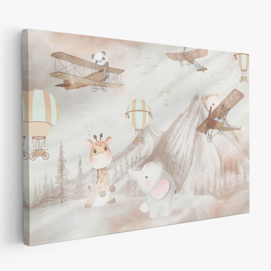 Cuadro en Lienzo para niños - Infantil - Aviones Animales