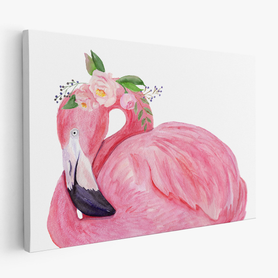 Cuadro en Lienzo para niños - Infantil - Flamenco Rosa