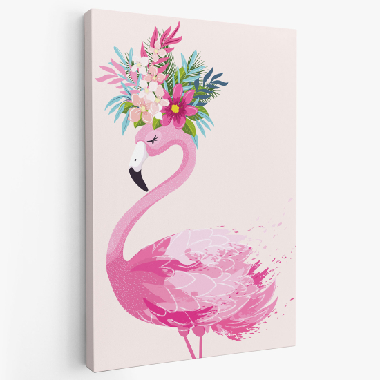 Cuadro en Lienzo para niños - Infantil - Flamenco Rosa