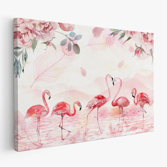 Cuadro en Lienzo para niños - Infantil - Flamencos Rosados
