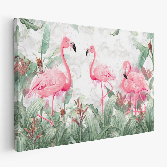 Cuadro en Lienzo para niños - Infantil - Flamencos Rosados
