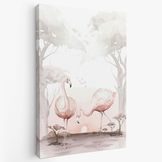 Cuadro en Lienzo para niños - Infantil - Flamencos Rosados