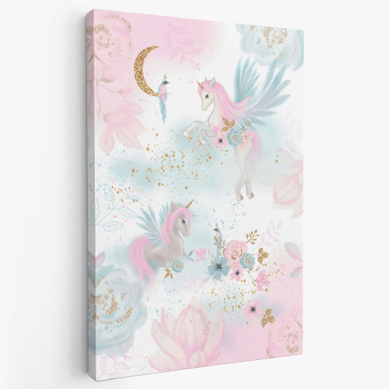 Cuadro en Lienzo para niños - Infantil - Flores Unicornios