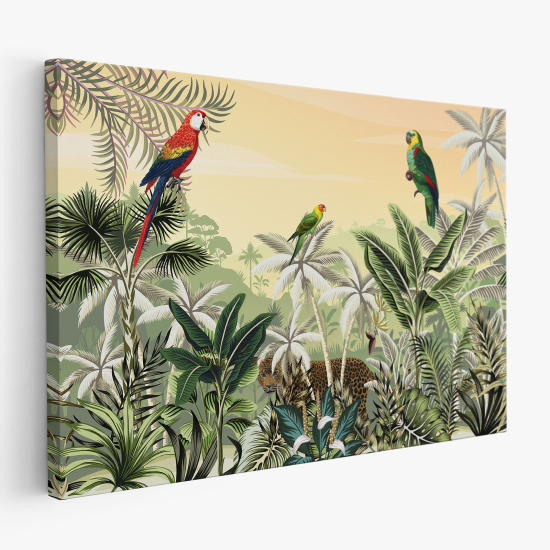 Cuadro en Lienzo para niños - Infantil - Loros Tropicales