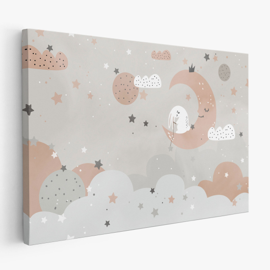 Cuadro en Lienzo para niños - Infantil - Luna estrellas