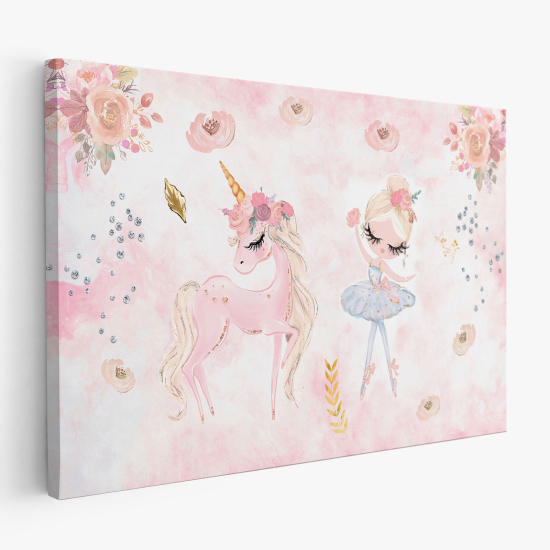 Cuadro en Lienzo para niños - Infantil - Princesa Unicornio