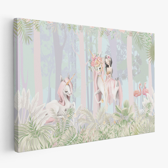 Cuadro en Lienzo para niños - Infantil - Princesa Unicornios