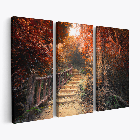 Cuadro tríptico - Camino en el bosque