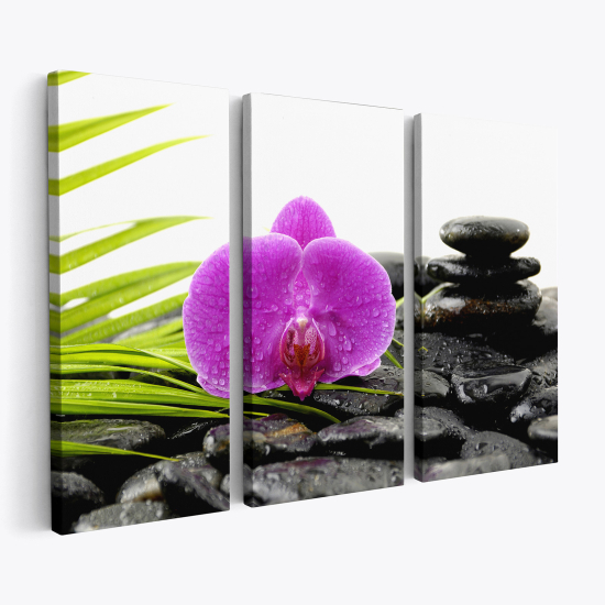 Cuadro tríptico - Flores Guijarros