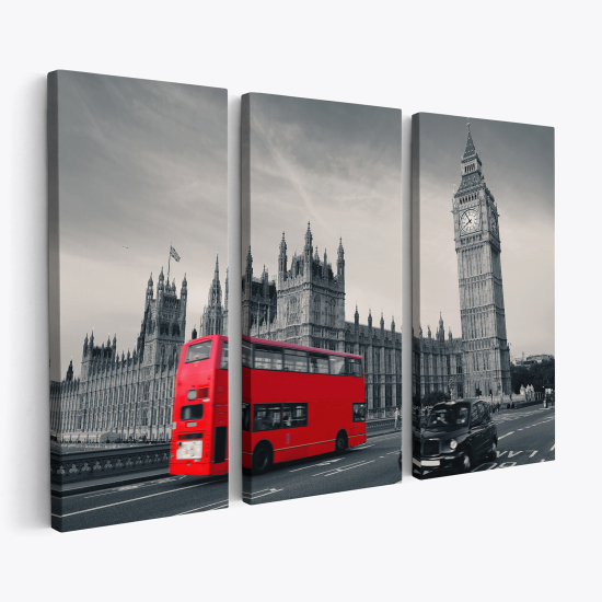 Cuadro tríptico - Londres autobús Big Ben