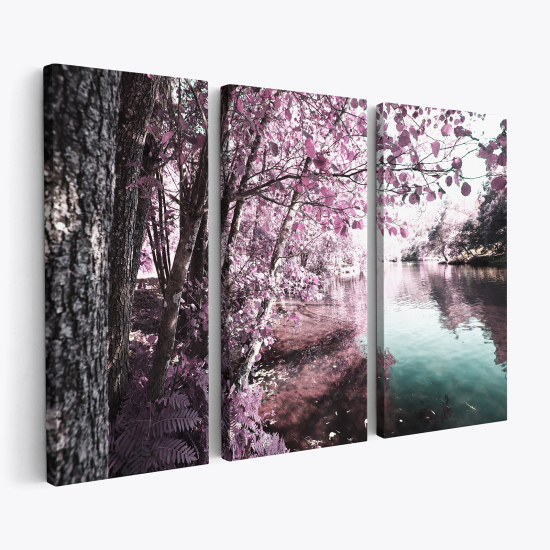Cuadro tríptico - Paisaje con vista al lago