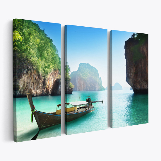 Cuadro tríptico - Paisaje isla de Krabi en Tailandia