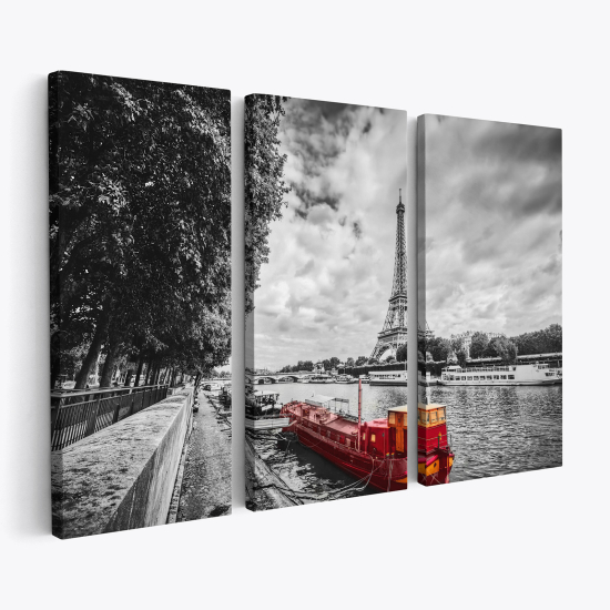 Cuadro tríptico - París Torre Eiffel el Sena